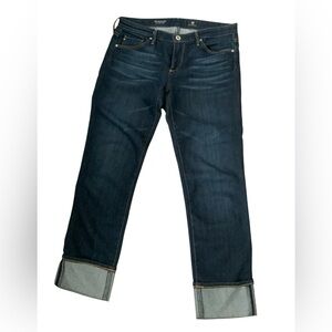AG Adriano Goldschmied The Stevie Cuff Slim Straight Cuffed Jeans Size 28 Dark